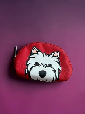 MARC TETRO Red Yorkie Coin Purse Pouch Money Holder